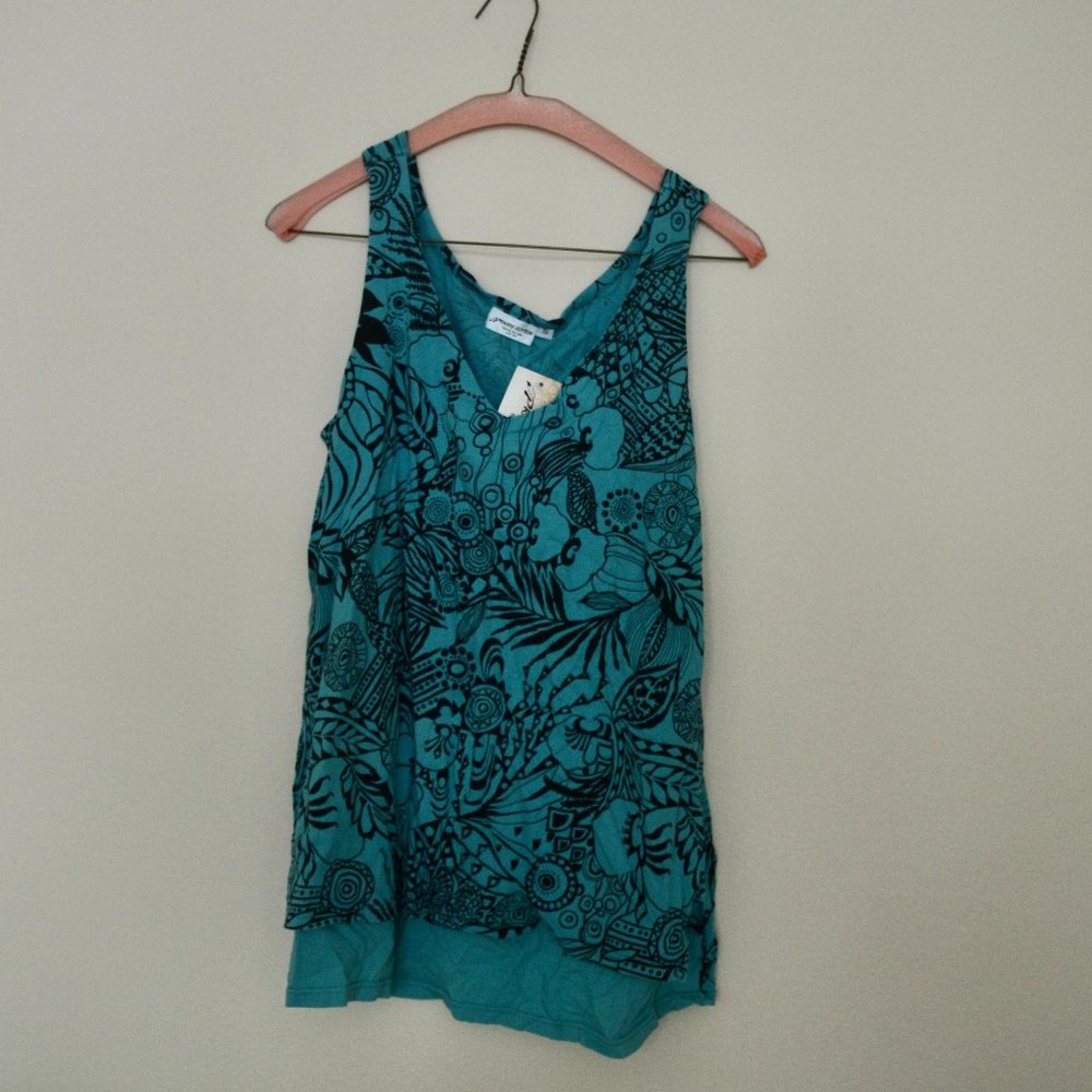 Super Soft Blue Patterned Tank Top